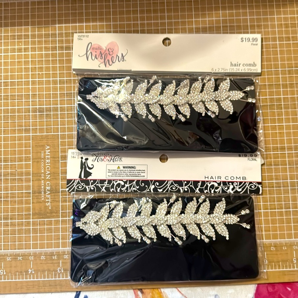 His & Hers Studio Silver Rhinestones Hair Comb.